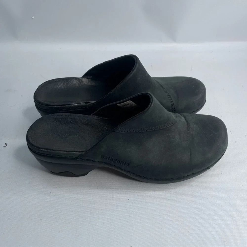 Patagonia Size 8.5 Better Clog Slide Mules Leather Shoe Black Style T11500 - Picture 1 of 8